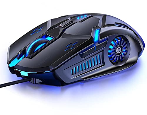 Gaming Mouse Wired,6 Buttons, 4 Adjustable DPI Up to 3200 DPI, 7 Circular & Breathing LED Light, Multifunction Wired Mouse Used for Games and Office (Black) Black
