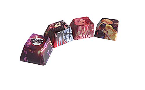 4 keycap Set, 5-Side Dye-subbed PBT Keycaps, R4 Keycaps, DIY OEM Keycaps for Gaming Mechanical Keyboard, Demon Slayer 4 Key Demon Slayer