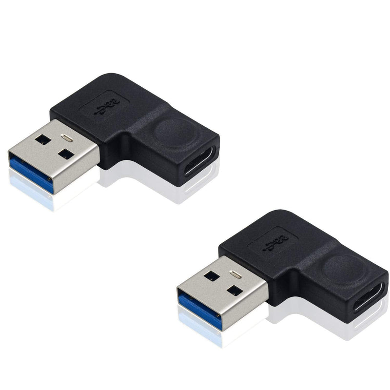 Duttek USB C to USB Adapter, USB C Female to USB Male Adapter, Left Angled 90 Degree USB 3.0 Male to USB C Adapter Compatible with Laptop, PC, Charger, Power Bank, Mini Pro Max, etc 2 Pack