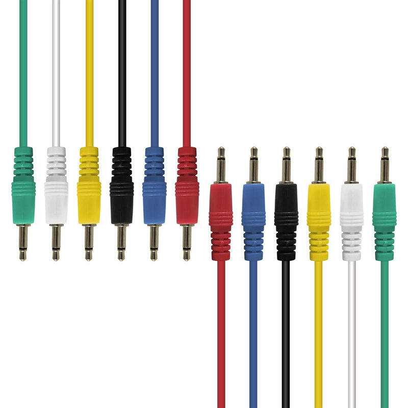 AxcessAbles 3.5mm TS Patch Cables | 1/8 Inch TS Aux Cable Pack (1ft, 6 Pack) | Eurorack Synthesizer Audio Cables | Multicolor Unbalanced Patch Cables 1ft