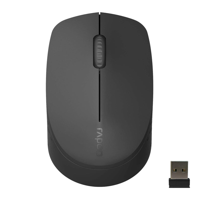 RAPOO Bluetooth 2.4G Wireless Mouse, 2 Bluetooth Channels with 1 USB Receiver Noiseless Mouse, Connect up to 3 Devices, Portable Computer Mice for PC, Tablet, Laptop-Black BLACK