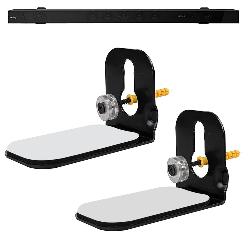 Suixing Sound Bar Mounts Universal Wall Mount Kit Mounting Bracket Compatible Most of Soundbars Wall Mount Brackets with Hardware Kit B-Black