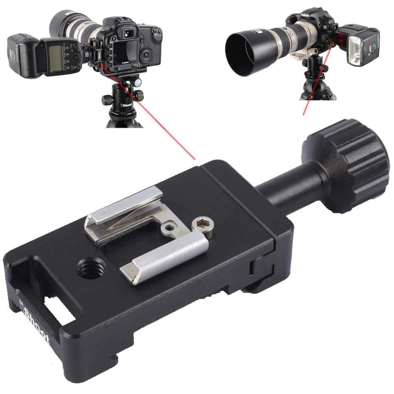 [AUSTRALIA] - iShoot Metal Clamp with Universal Hot Shoe Mount Compatible with 39mm Arca-Swiss Fit Quick Release Pate L-Shaped Camera Holder Bracket Support & Speedlite Flash of Standard Cold Foot 