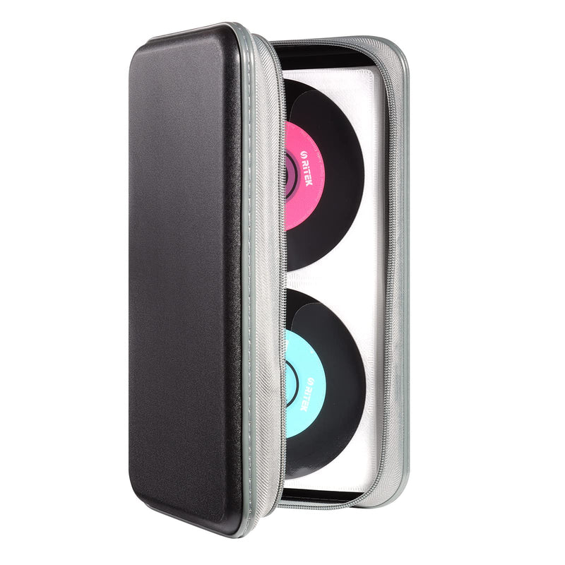 CD Case,96 Capacity CD Holder Hard Plastic CD Storage Wallet Protective CD/DVD Case Holder for Car Home Travel (96, Black) 96