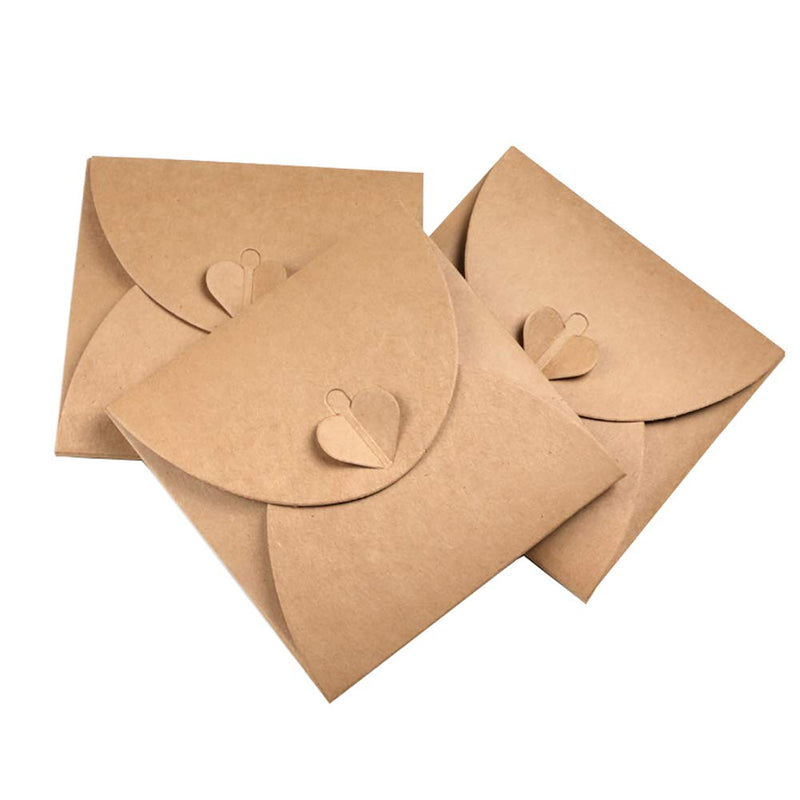 [AUSTRALIA] - ccHuDE 25 Pcs Retro Brown Kraft Paper CD DVD Sleeves Envelopes Cardboard Storage Cases Holder with Heart Button 