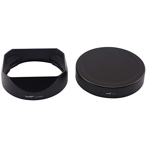 Square Metal Lens Hood for Fujifilm XF 23mm F1.4 R, Fuji XF 56mm F1.2 R and Fujinon XF 56mm F1.2 R APD Lens Replaces Fuji LH-XF23 Lens Hood Haoge LH-X23B Dedicated Shade with Metal Cap