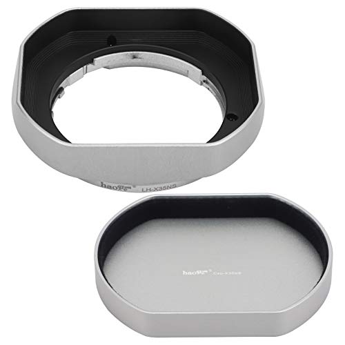 Metal Bayonet Lens Hood for Fujifilm XF 35mm F2 R WR FUJINON XF 23mm F2 R WR,XC 35mm F2,with Cap, Fuji 35mm F2 Lens Hood, Fuji 23mm F2 Lens Hood, 35mm F2 Hood, 23mm/F2 Hood, Replaces LH-XF35-2 Hood Silver