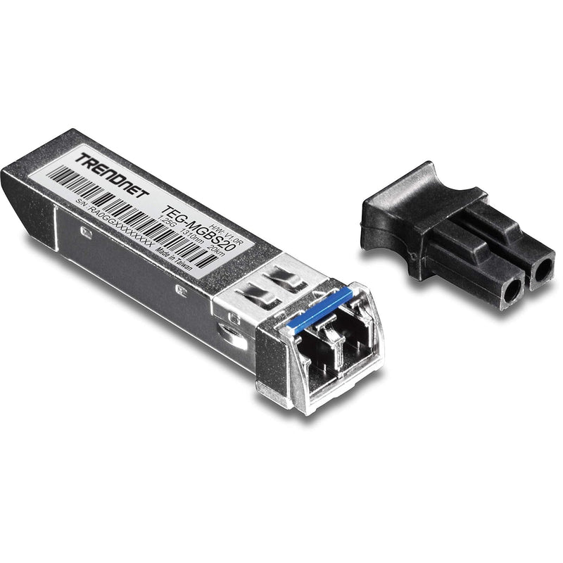 TRENDnet SFP Single Mode LC Module (20km/ 12.4 mi), TEG-MGBS20, Data Rates up to 1.25Gbps, 1310nm Single Mode, IEEE 802.3z Gigabit Ethernet, ANSI Fiber Channel Compliant, Lifetime Protection 1-Pack 20 km/12.4 mi