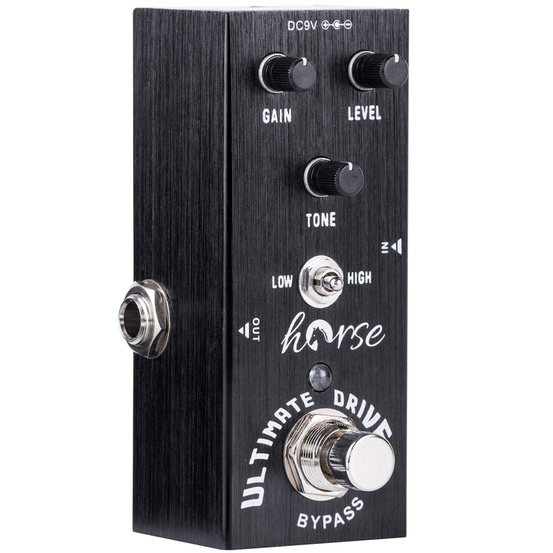 Guitar Pedal, Horse Electric Ultimate Overdrive Guitar Effects Pedals Mini Single Type DC 9V True Bypass (Black)