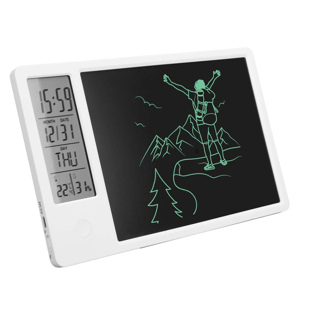 LCD Writing Tablet with Stylus, Desktop Electronic Calendar LCD Handwriting Board Type C Rechargeable Digital Display Notepad with Alarm Function, for Schools, Offices, Homes