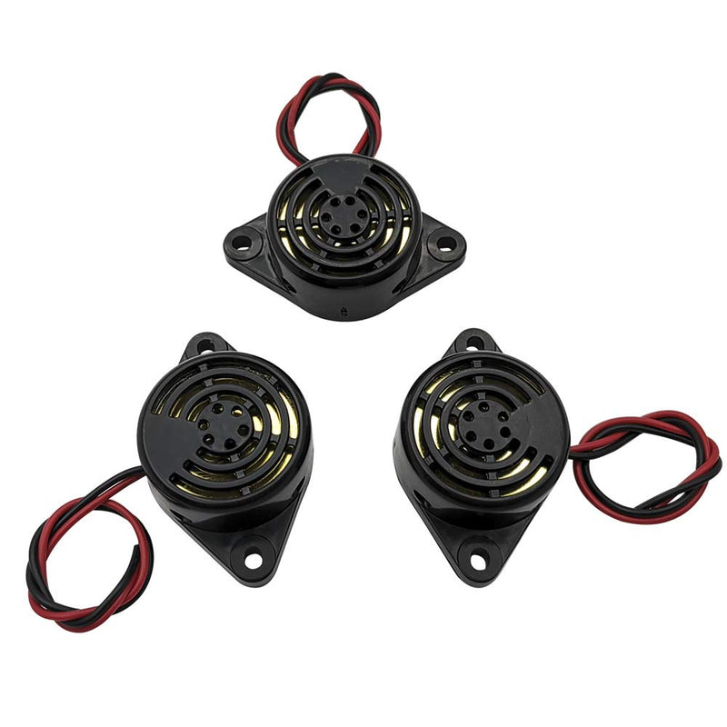 3PCS DC 3-24V 90dB Active Piezo Electronic Buzzer Beep Tone Alarm Ringer Continous Sound (Black) SFM-27-W black
