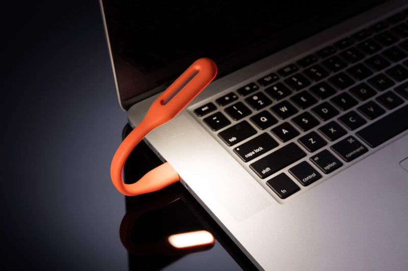 Schatzii | LED Laptop & Reading Light | High Intensity LED Light Powered by Any 2.0 & 3.0 USB Port on Laptop - No Batteries Needed | Adjustable & Bendable Light | Orange
