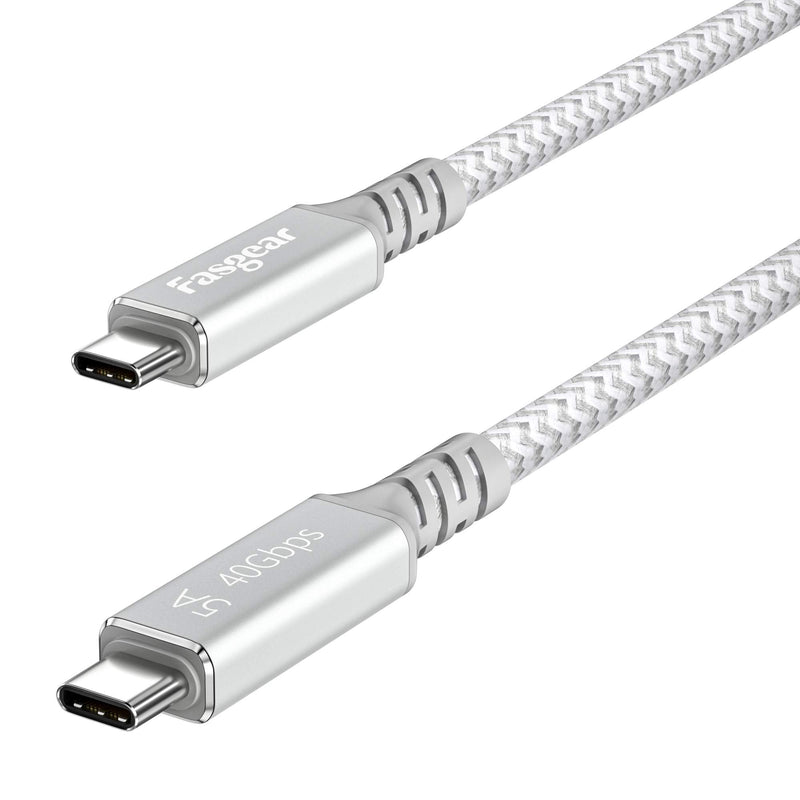 Fasgear Thunderbolt 3 Cable 6.5 FT, 40Gbps/ 100W (5A) Charging/ 5K@60Hz USB-C Nylon Braided Cord Compatible for Mac Books,iPad Pro,Pixel,eGPU,External SSD,Moniter,Docking Station,Hub (Grey) Grey 6.5ft (2m)