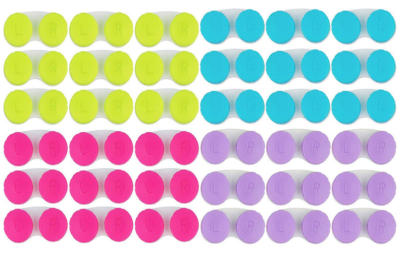 36 Pack Colorful Cute Contact Lens Case Bulk Box Holder Container Soak Storage Kit (4 Color)