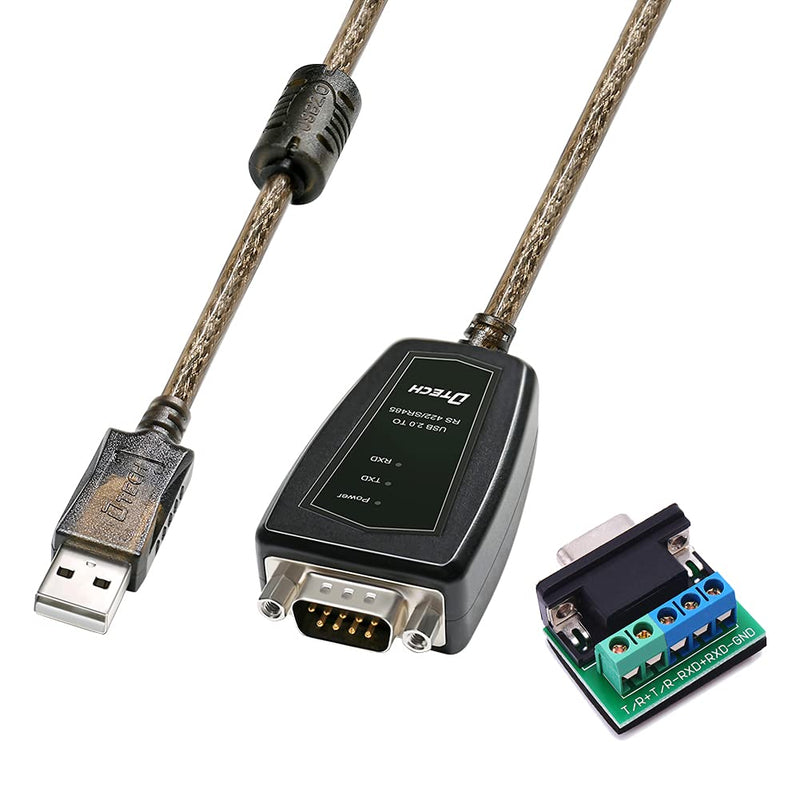 DTECH USB to RS485 Adapter RS422 Cable Serial Port with CP2102 Chip Terminal Board LED Lights Ferrite Core for Windows 11 10 8 7 XP Mac (1.5 Feet) 1.5ft