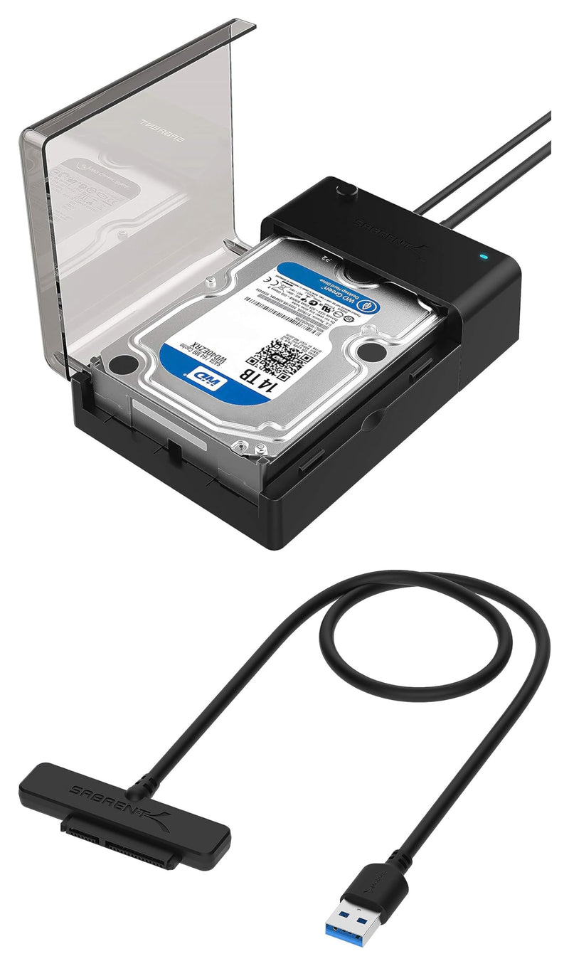USB 3.0 to SSD / 2.5 Inch SATA I/II/III Hard Drive Adapter+USB 3.0 to SATA External Hard Drive Lay Flat Docking Station for 2.5 or 3.5in HDD, SSD