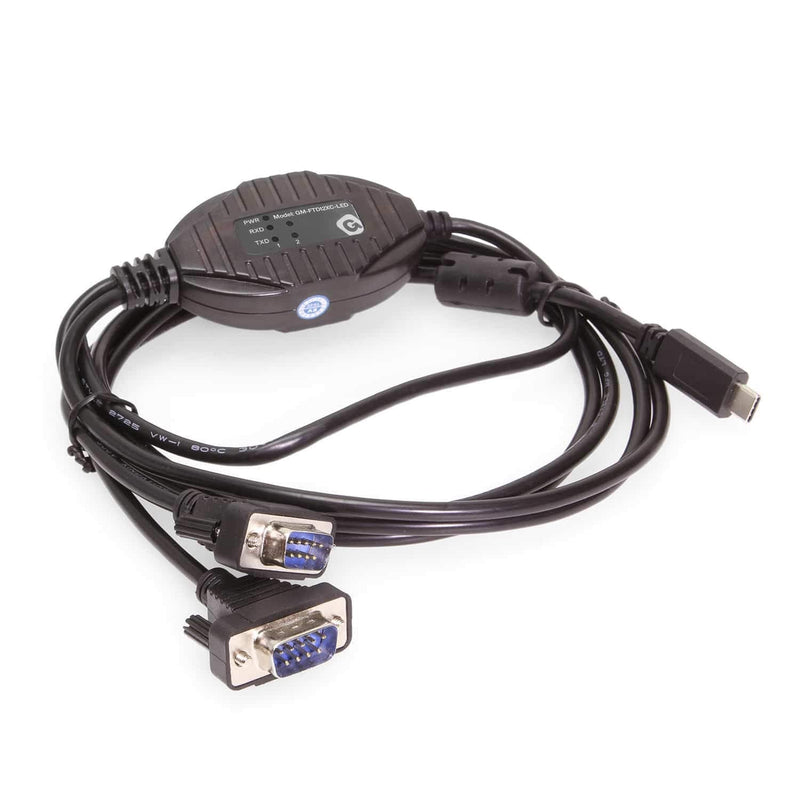 Gearmo 2 Port USB Type-C to Serial Adapter w/ Per Port Rx / TX Status LED Matrix