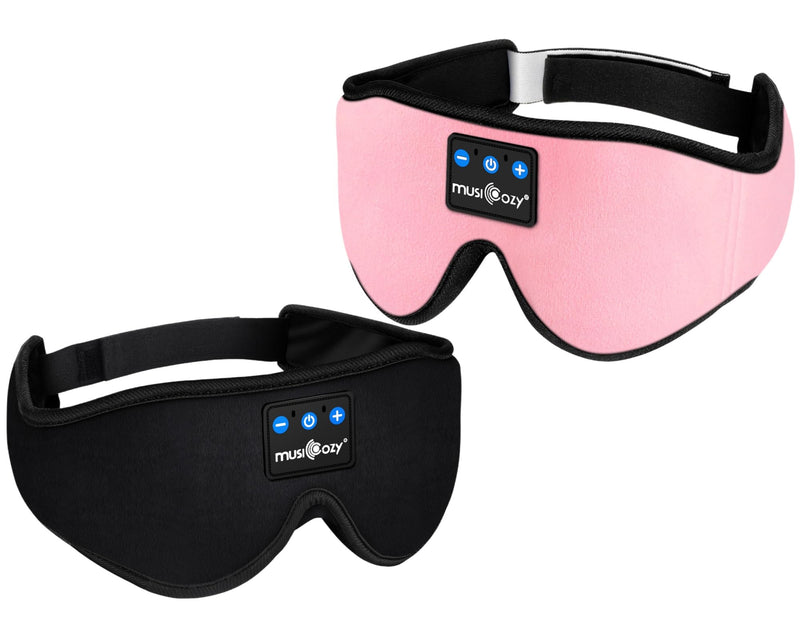 MUSICOZY Sleep Headphones 3D Bluetooth Headband, Wireless Sleeping Eye Mask Earbuds for Side Sleepers, Air Travel, Meditation, Built-in Ultra Soft Thin Speakers Washable, Pack of 2