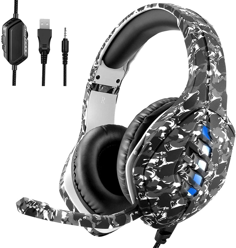 [AUSTRALIA] - Gaming Headset with Microphone - for PC, PS4, PS5, Switch, Xbox One, Xbox Series X|S - 3.5mm Jack Gamer Headphone with Noise Canceling Mic (Camo Black) Camo&Black 