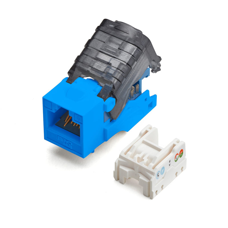 TRUE CABLE Cat6 Toolless Keystone Jack, Unshielded (UTP), PoE++ (4PPoE) 100W, UL Listed, ETL Verified, ANSI/TIA Certified, Modular RJ45 Female, Blue, 12 Pack 12pc