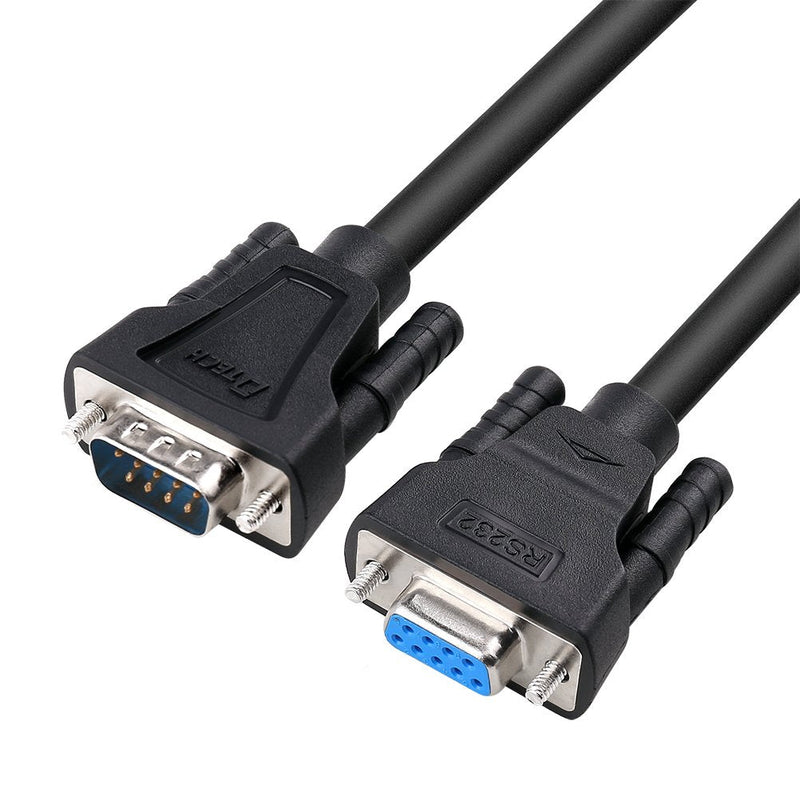 DTech DB9 RS232 Serial Cable Male to Female Null Modem Cord Full Handshaking 7 Wire Crossover for Data Communication Computer Switch Router (1.5 Feet, Black) 1.5ft
