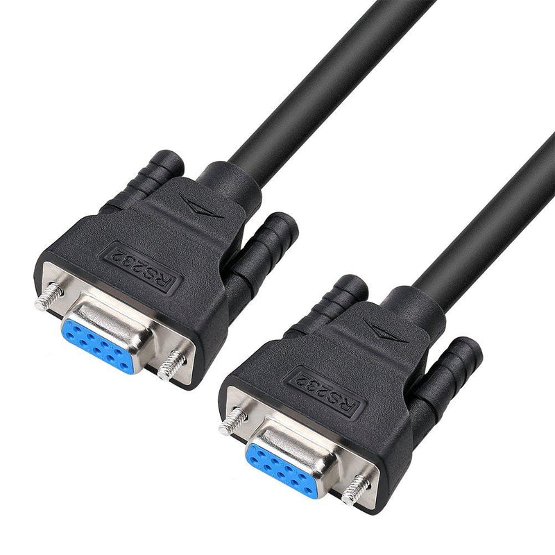 DTECH DB9 RS232 Serial Cable Female to Female Null Modem Cord Full Handshaking 7 Wire Crossover for Data Communication (15 Feet, Black) 15ft