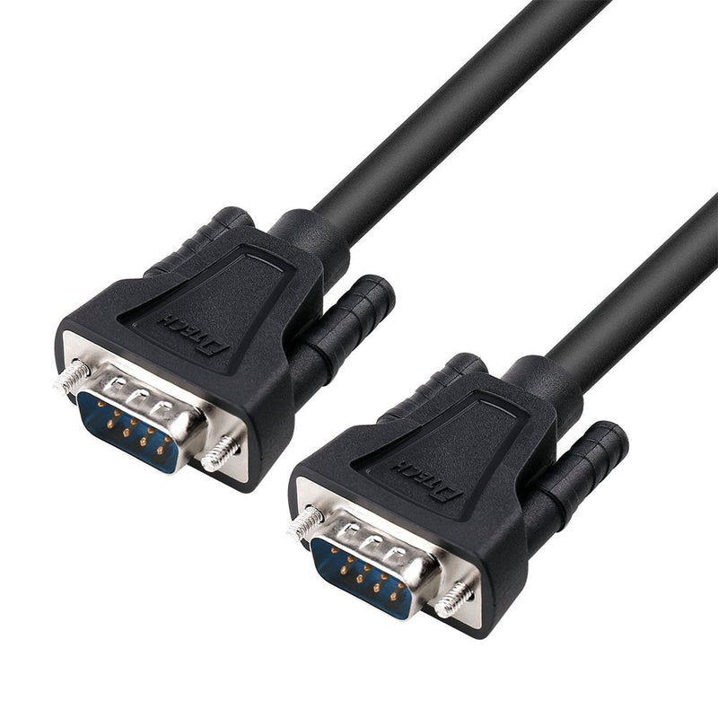 DTech DB9 RS232 Serial Cable Male to Male Null Modem Cord Full Handshaking 7 Wire Crossover for Data Communication Compatible with Computer Network Switch Router (1.5 Feet, Black) 1.5ft