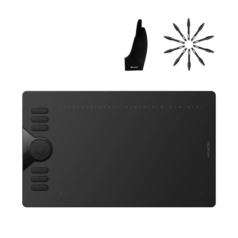 Huion HS610 Graphics Drawing Tablet and Huion 10 Pack Replacement Nibs PN04 and Artist Glove