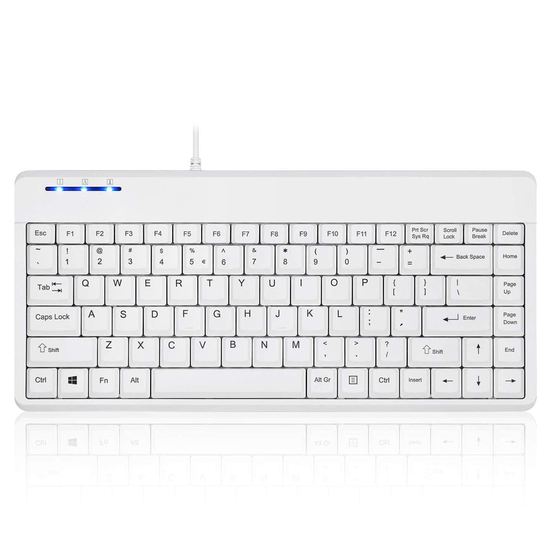 Perixx PERIBOARD-409WU US, Wired USB Mini Keyboard - White - US English