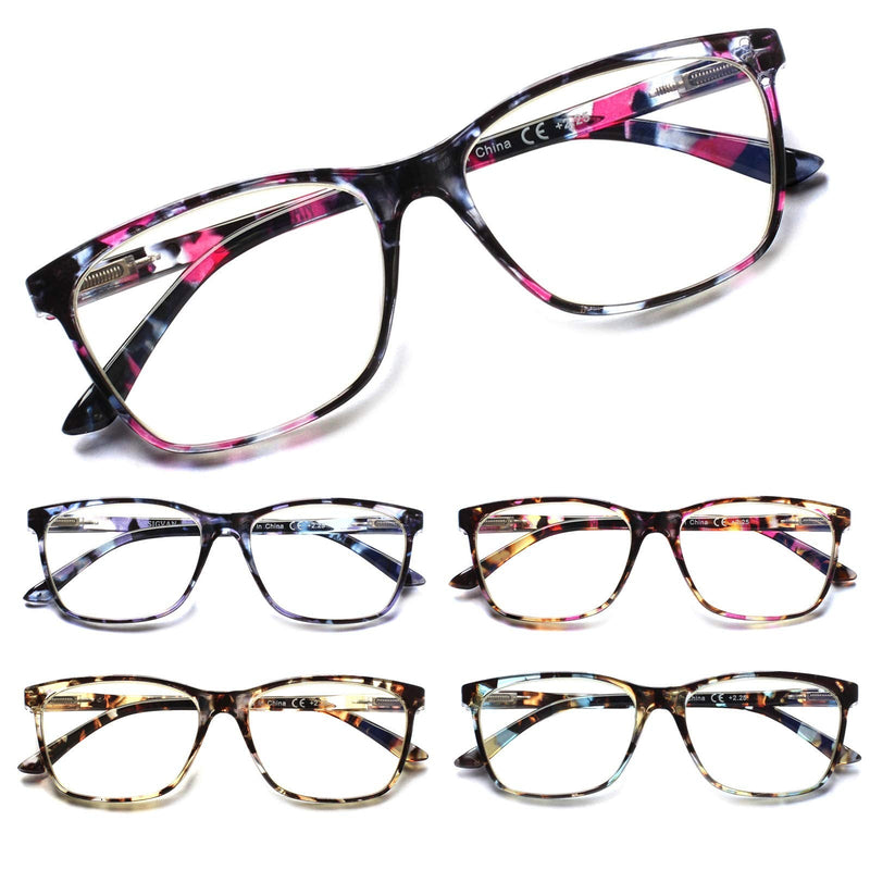 SIGVAN Ladies Reading Glasses Blue Light Blocking Spring Hinge Fashion Pattern Print Eyeglasses for Women Multicolour 2.0 x
