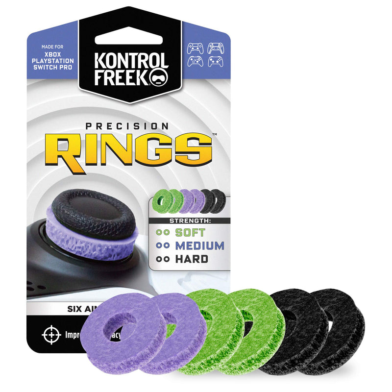 KontrolFreek Precision Rings | Aim Assist Motion Control for Playstation 4 (PS4), PS5, Xbox One, XBX, Switch Pro & Scuf Controller (Black/Purple/Green) Black/Purple/Green