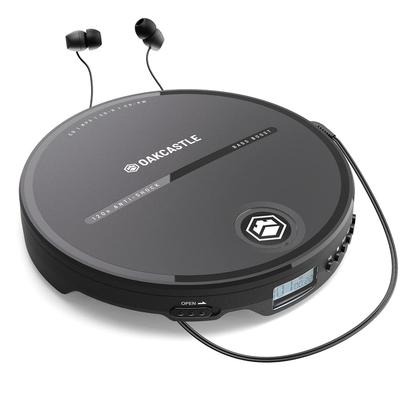 Oakcastle CD10 Portable CD Player | Battery Powered | Personal Walkman Disc Player | Anti-Skip | Retro Style Discman | Headphones Included
