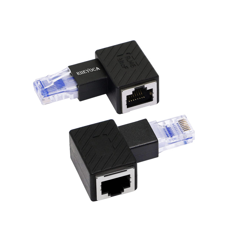 [AUSTRALIA] - RIIEYOCA 90 Degree Ethernet Adapter,Right Angle RJ45 Male to Female Extension Cat6 LAN Network Connector,for Computers, Laptops, Routers(2-Pack) Right Angle 