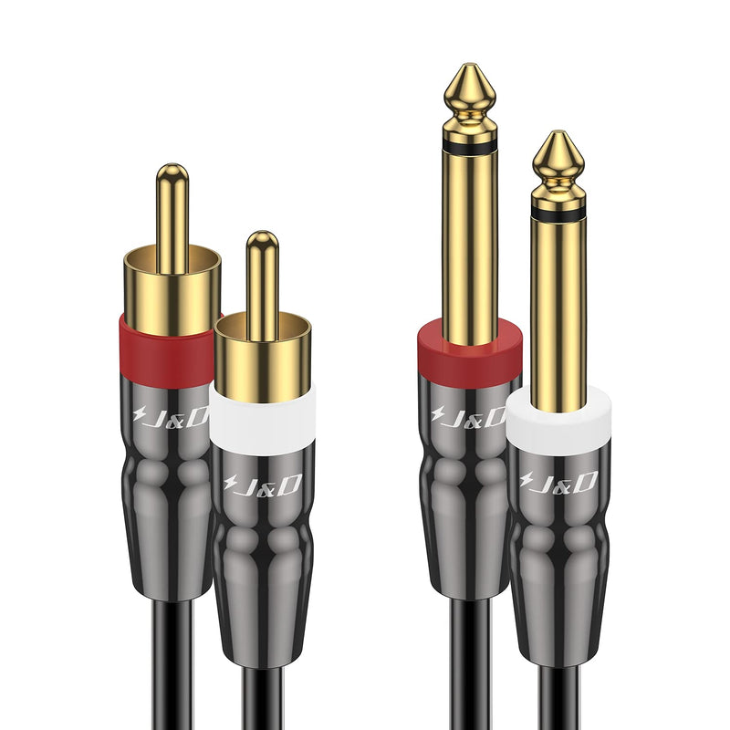 J&D Dual 1/4 inch TS to Dual RCA Cable, Heavy Duty 1/4 Male to RCA Male Adapter Stereo Audio Interconnect Quarter inch Cable, 6 Feet