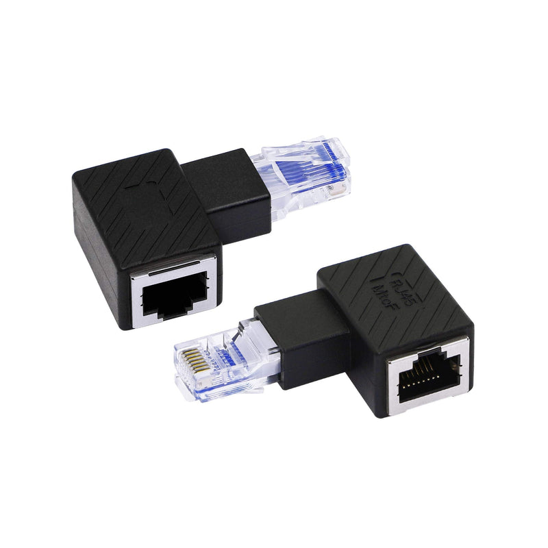 [AUSTRALIA] - RIIEYOCA 90 Degree Ethernet Adapter,Left Angle RJ45 Male to Female Extension Cat6 LAN Network Connector,for Computers, Laptops, Routers(2-Pack) Left Angle 