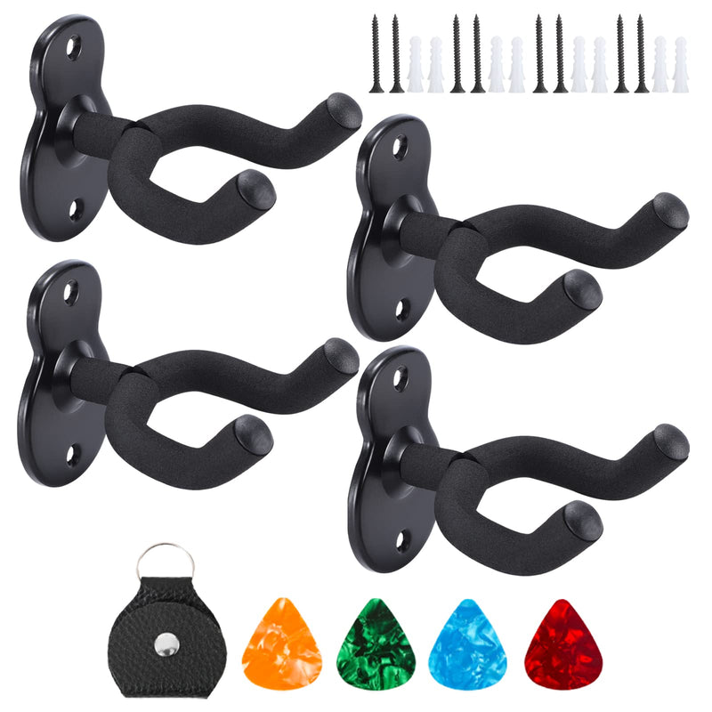 Donux Guitar Wall Mount,Ukulele Hanger Hook Holder Stand Guitar Hangers Hooks for Acoustic Electric Bass Guitars and Ukulele (4 Set) 4 Set