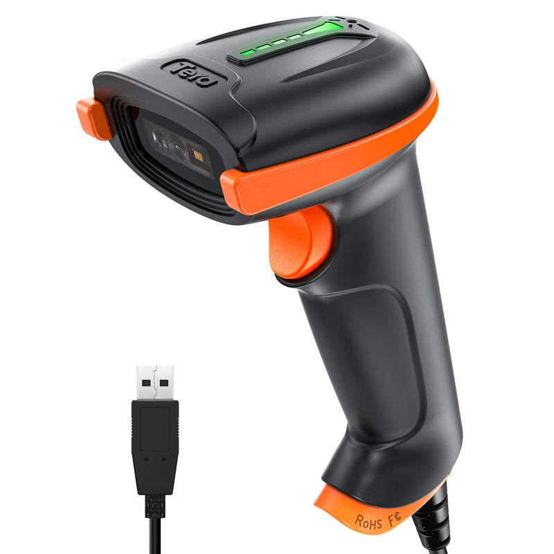 [AUSTRALIA] - Tera Upgraded USB 1D 2D QR Barcode Scanner Wired, Officially Certified Dustproof Shockproof Waterproof IP65 Ergonomic Handle Fast and Precise Scan for Windows Linux Plug and Play Model D5100Y 2D Wired 