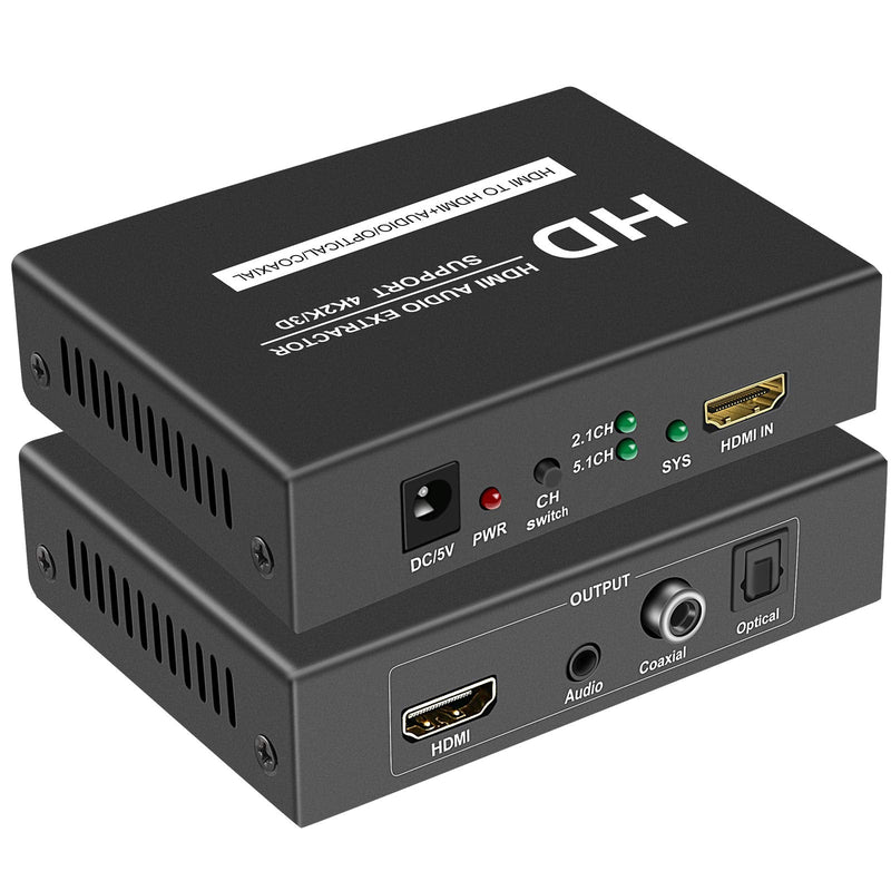 LinSeek hdmi Audio Extractor, 4K Hdmi Audio Extractor Splitter, HDMI to HDMI +Audio(Optical/Coaxial/ 3.5mm Audio Jack), HDMI 4K@30hz Video Audio Converter Adapter for PS4, Xbox,TV