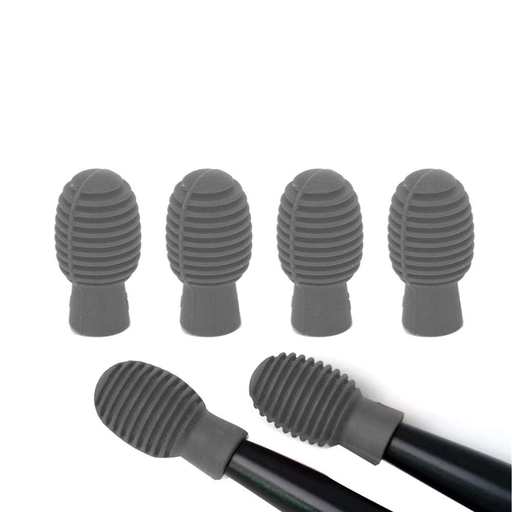 4 Pieces Drum Mute Drumstick Tips, Silicone Drumstick Silent Practice Tips, Rubber Drum Dampener Tips Replacement Musical Instruments Accessory, Grey