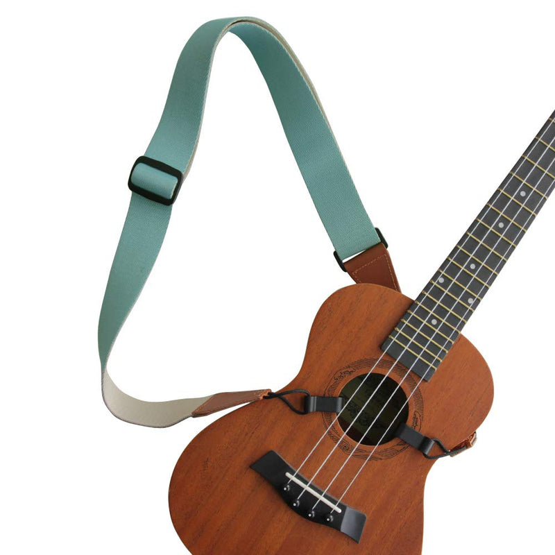 Ukulele Straps Shoulder No Drilling, Woven Uke Strap with Leather End, Double J Hooks Clip On, Adjustable Ukulele Belt, Adjustable & Fits Most Standard Sizes Uke Tiffany Blue