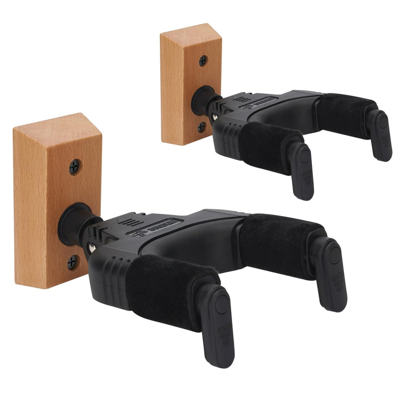 Sondery Guitar Hanger Wall Mount, Auto Lock and Adjustable Hook Holder for Acoustic and Electric Guitar, Ukulele, Bass, Banjo and Mandolin (W 2 PACK)