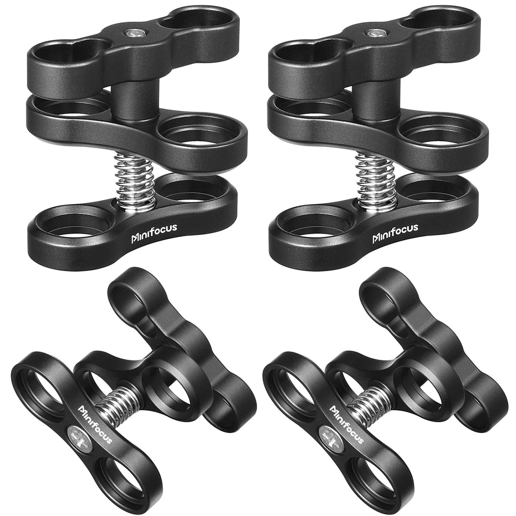 4PCS 1'' Aluminum Ball Clamp Mount for Underwater Diving Light Arms Tray System, Photography Diving Camera, 360° Clip Adapter Bracket for Action Camera Flashlight Arms System 4 Packs Ink Black