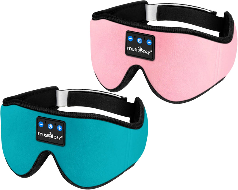 MUSICOZY Sleep Headphones 3D Bluetooth 5.4 Wireless Sleep Mask, Sleeping Headphones Music Eye Mask Earbuds for Side Sleepers, Air Travel, Meditation, Built-in Ultra Soft Thin Speakers, Pack of 2