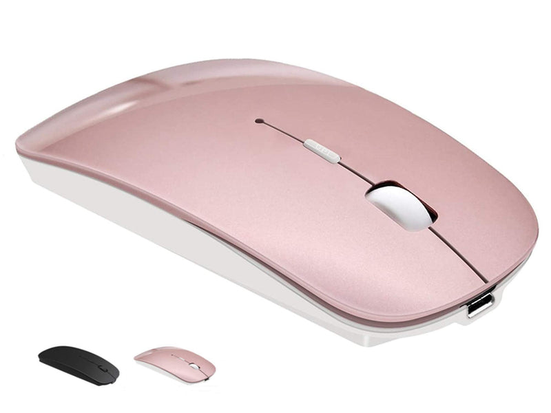 Bluetooth Wireless Charger Computer Mouse for MacBook Air Mac Pro Laptop Ipad Pad PC The Laser Optical Rechargeable Mini Slim Silent Mice is Replacement Wired Widely Used Desktop Hp iMac (Rose Gold) 1.Bluetooth Mouse (Rose Gold)