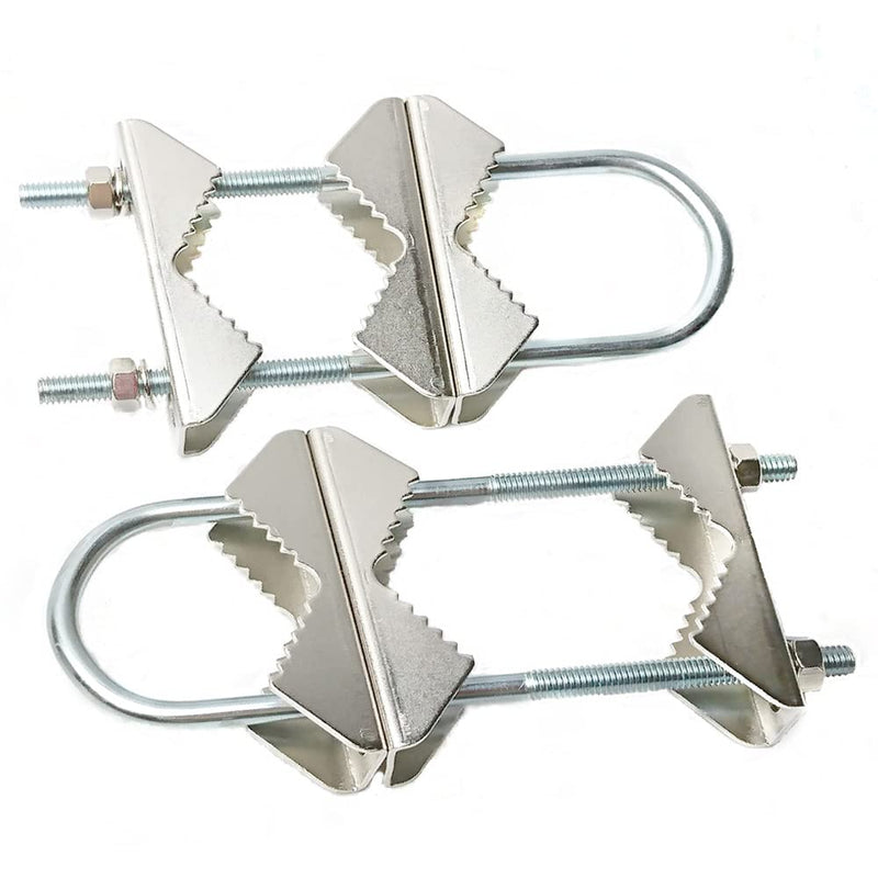UngSung Double Antenna Mast Clamp Kit Anti-Rust Steel V Jaw Block with U Bolts for TV CB Ham Satellite Antenna Mount Bracket (2 Set)