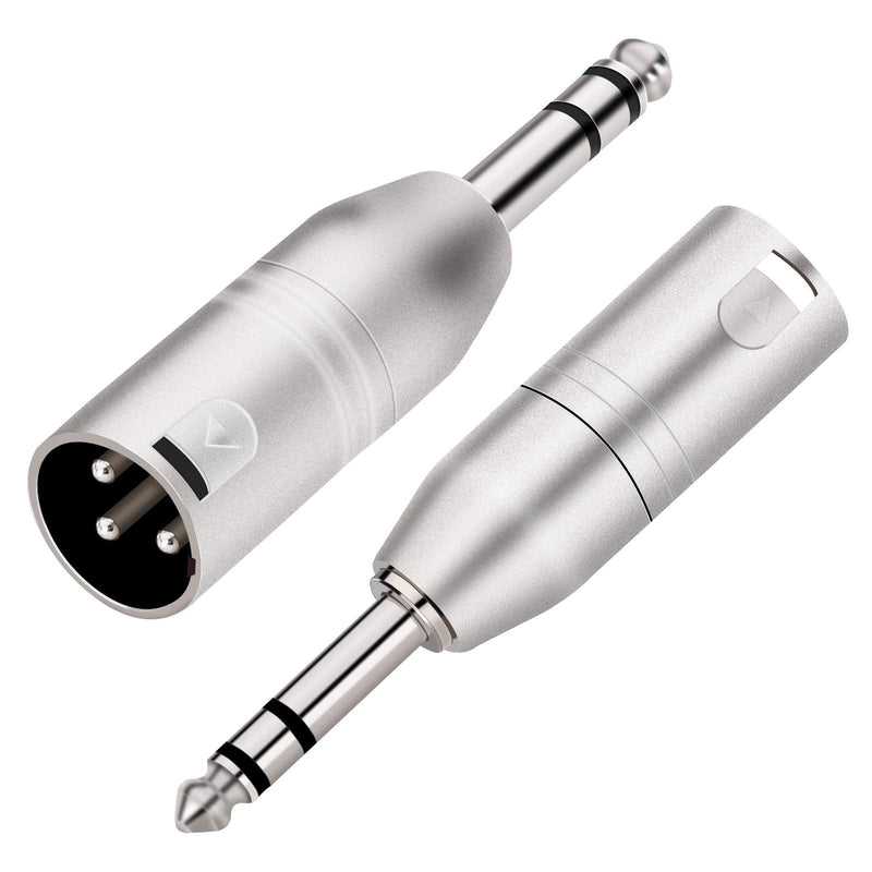 tisino 1/4" TRS to XLR Adapter, Balanced Quarter Inch 6.35mm Male to XLR Male Adapters - 2 Pack 1/4" TRS to XLRM