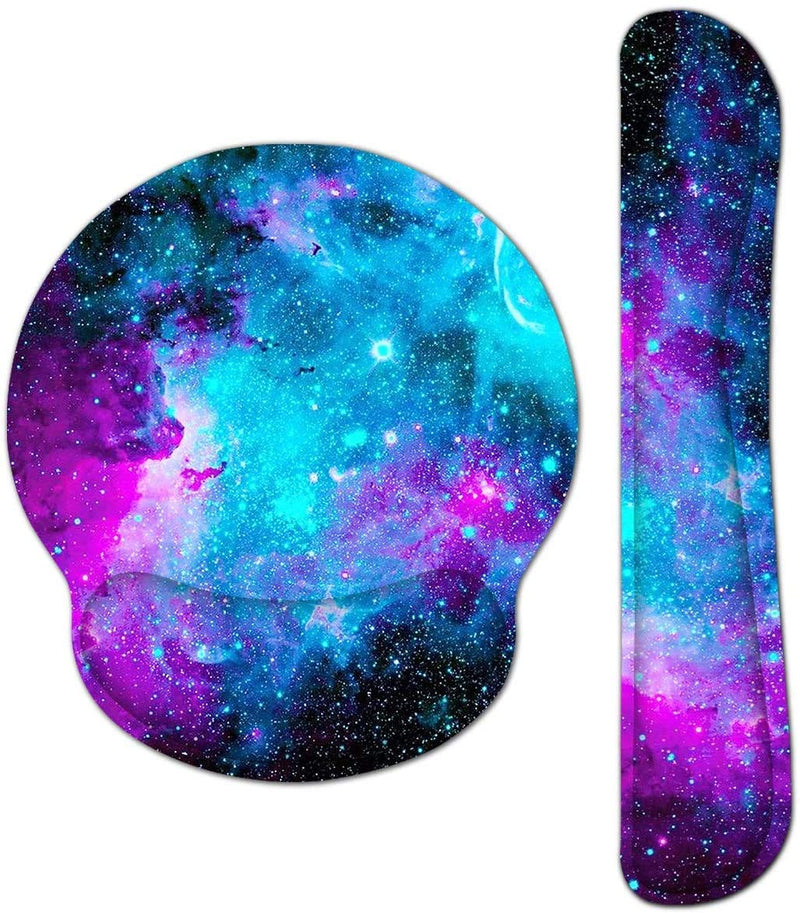 Mouse Pad Keyboard Wrist Rest, Gel Non Slip Rubber Wrist Support Rest Mouse Pad for Home Office, Computer, Laptop, Typist, Gamer, Soft Cushion Mousepad with Memory Foam Ergonomic -Nebula Galaxy Nebula Galaxy