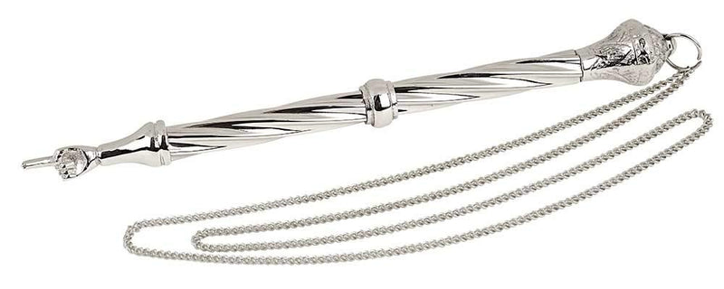Long Torah Pointer Yad Embellished with Spiral Detail Nickel-Plated High Polish Silver Color Finish - in Velvet Box