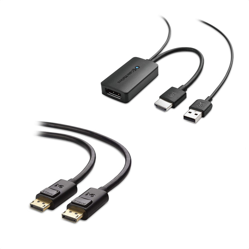 Cable Matters HDMI to DisplayPort Adapter with 4K Video Resolution Support & DisplayPort Cable (DP to DP Cable) 6 Feet