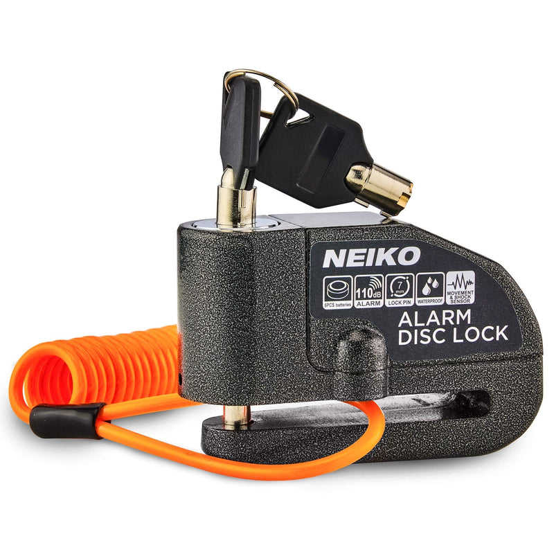 NEIKO 52908A Motorcycle Locks Anti Theft with Alarm, Motorcycle Disc Lock with Alarm, Disk Lock Anti-Theft Motion Sensor, Security Lock Brake, Universal Alarm Lock for Motorcycles, Bicycles & More